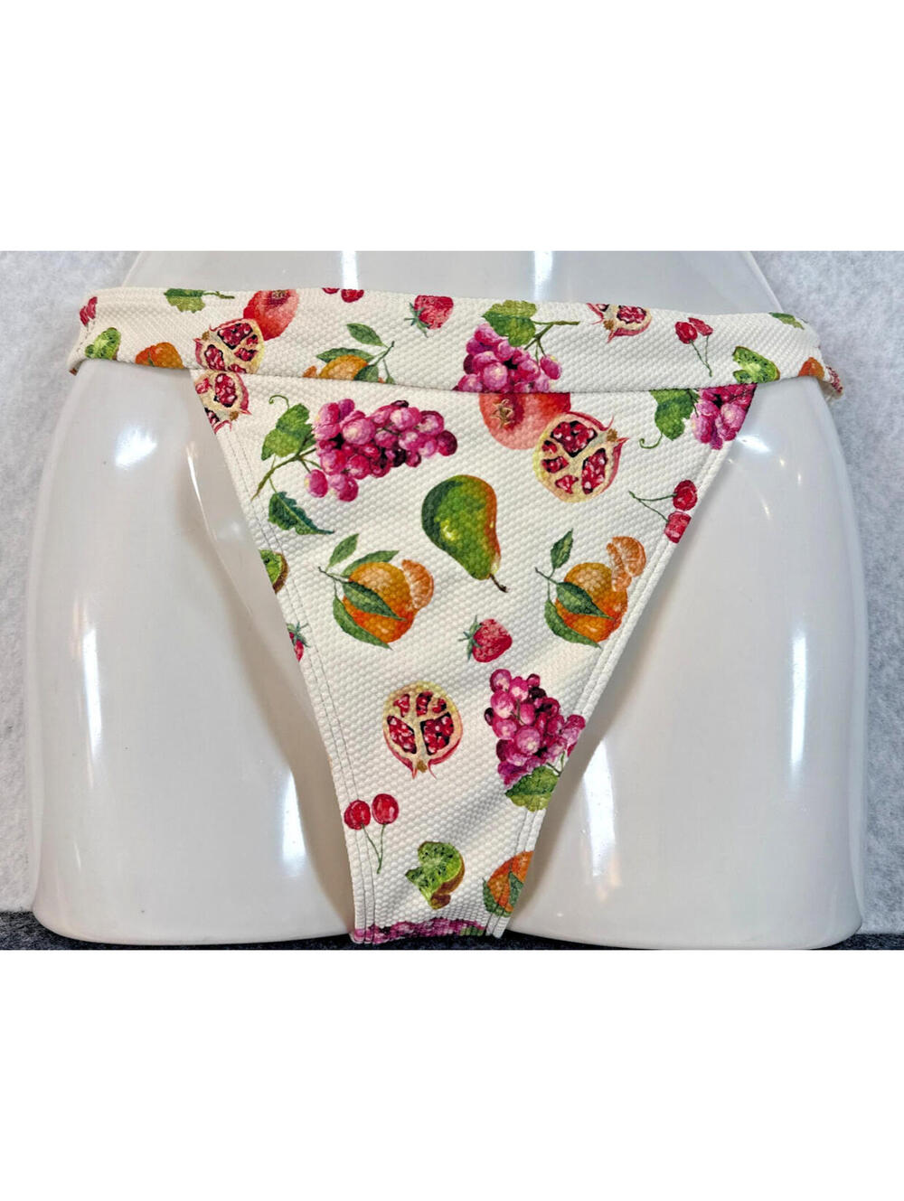 PACSUN‎ Womens Small White Fruit Print Cheeky Bikini Swim Bottom NWT
